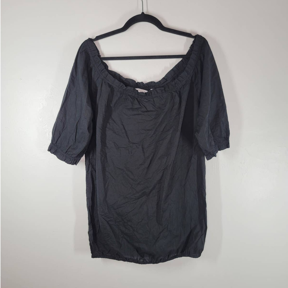 Gretchen Scott Designs Top Blouse Size S/M Off-the-shoulder Elastic Cuffs Black